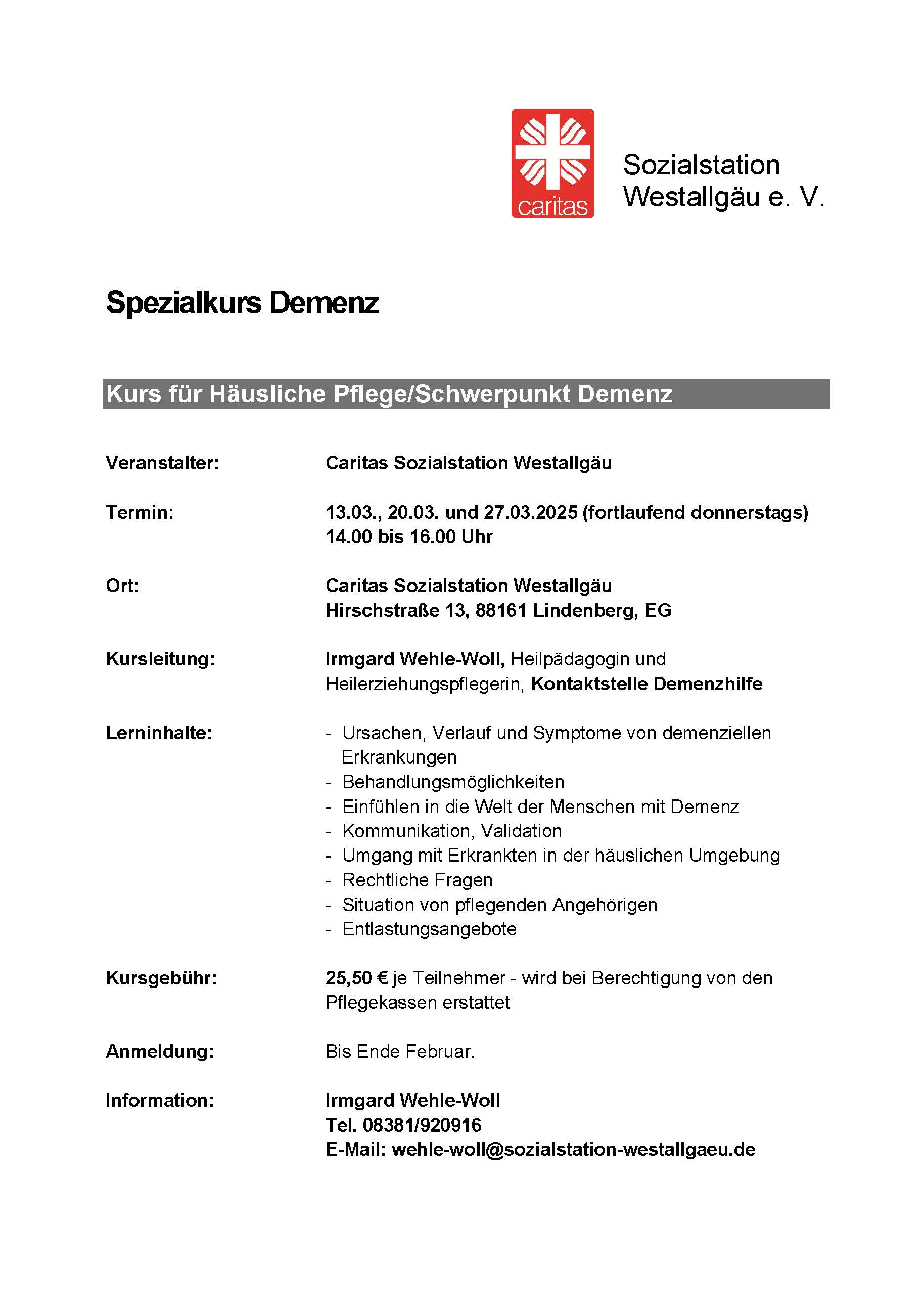Häuslicher Pflegekurs